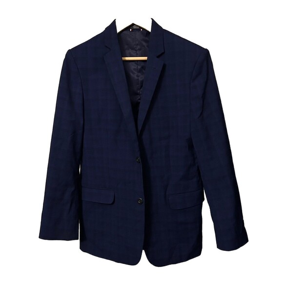 Tommy Hilfiger THE Flex Young Man's Size 18 Midnight Blue Plaid Suit Jacket